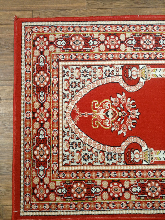 10mm Thick Red Floral Vase Prayer Rug 4x2.5 ft