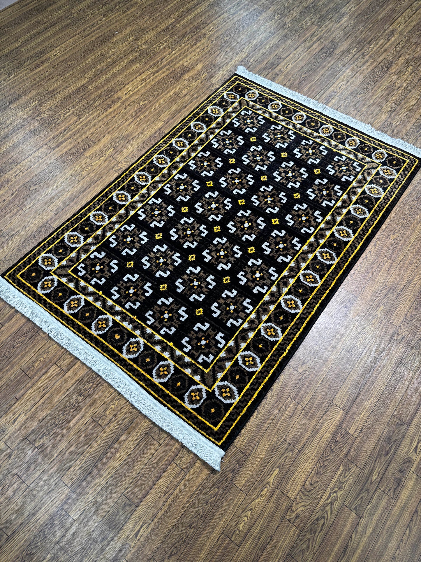 Abstract Vertical Stream Blue Gray Persian Design Rug in (3x5 ft)