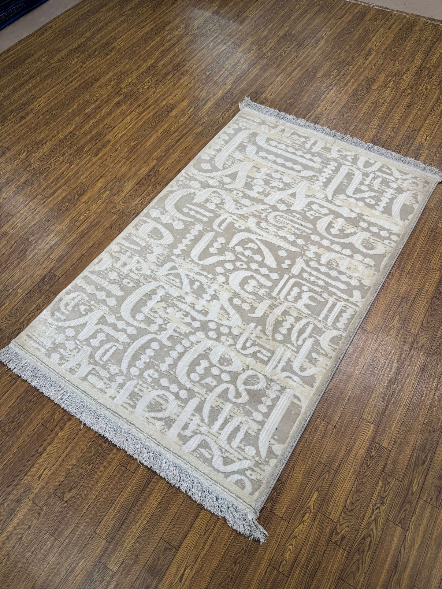 Distressed Contemporary Calligraphy Script Turkish Rug in (3x5 ft)