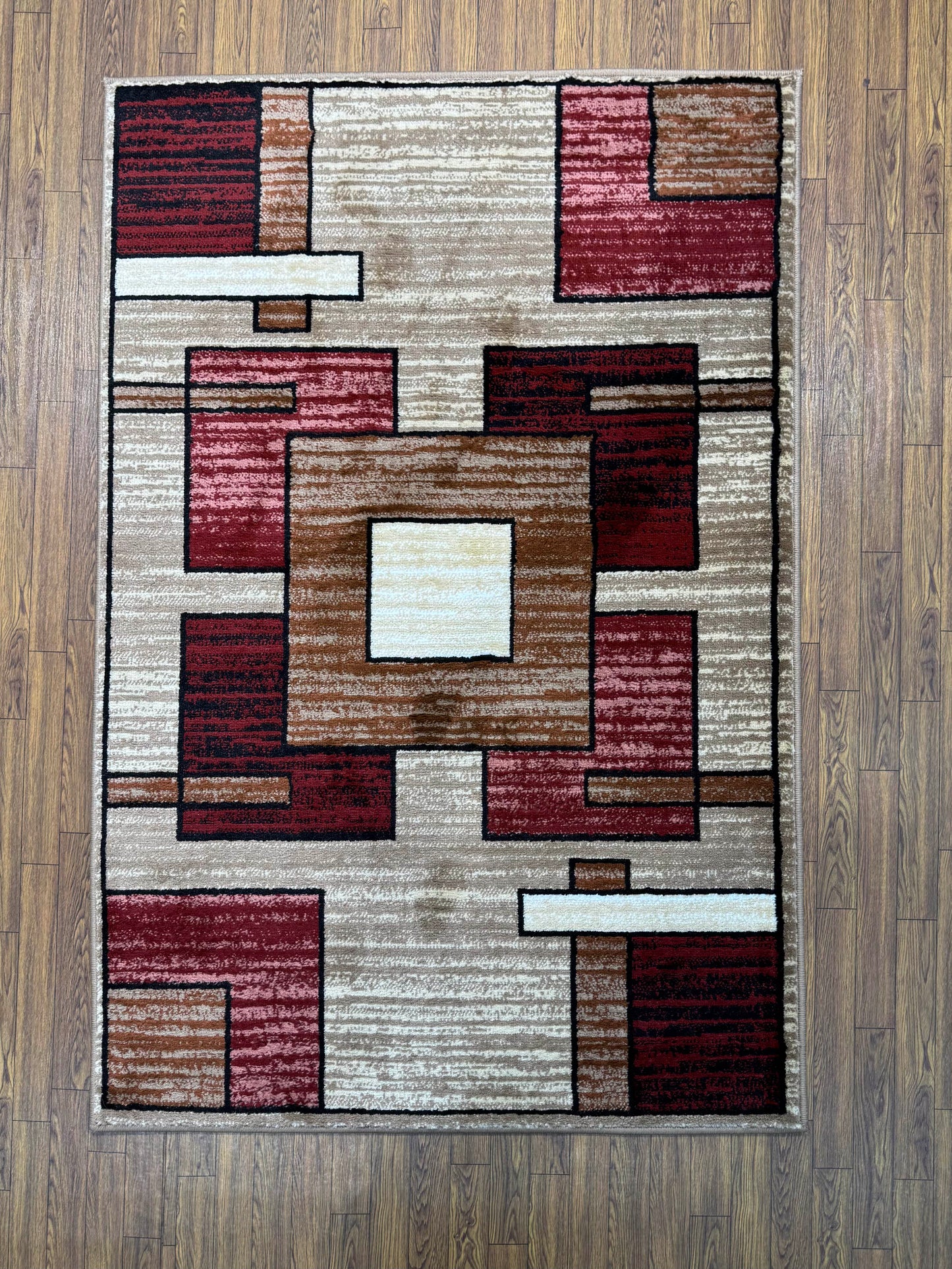 Layered Geometric Blocks Persian Design Rug in (3x5 ft)