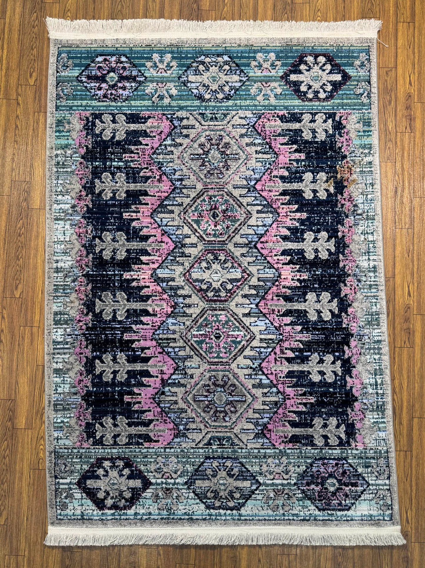 Bohemian Tribal Chevron Navy Rug (3x5 ft)