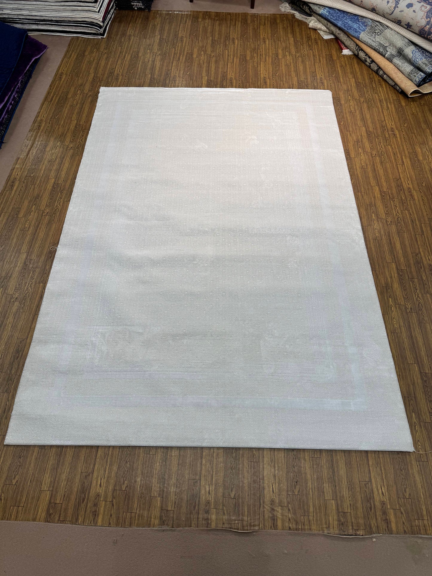 Solid Light Grey Shag Rug (7x10 ft)