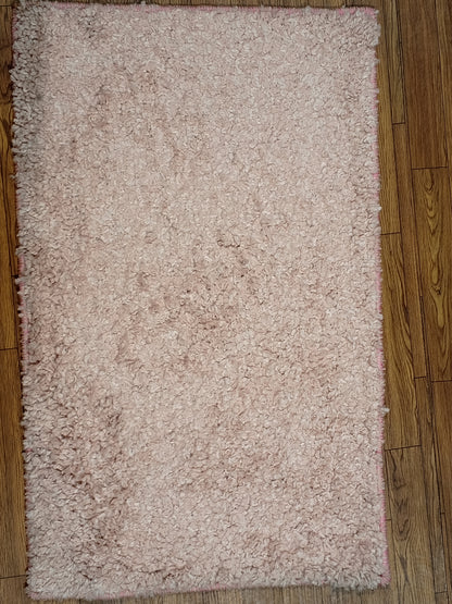 Soft Blush Pink Shaggy Accent Doormat 1.7x2.7 ft