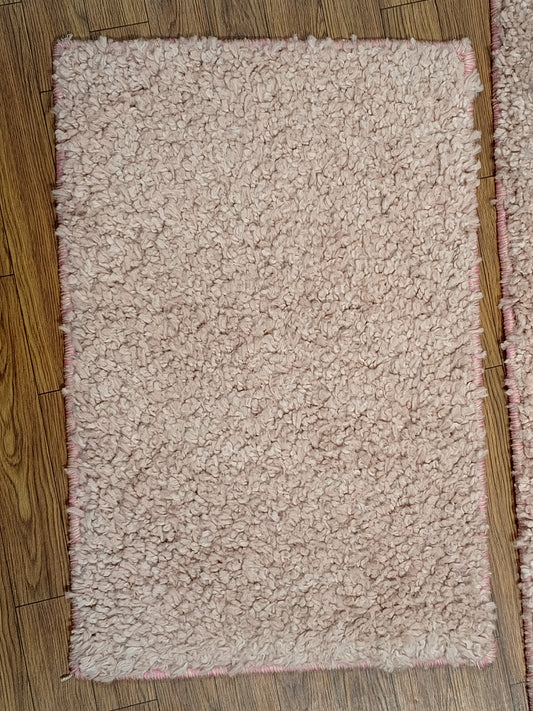 Soft Pink Shaggy High Pile Door Mat 1.4x2 ft
