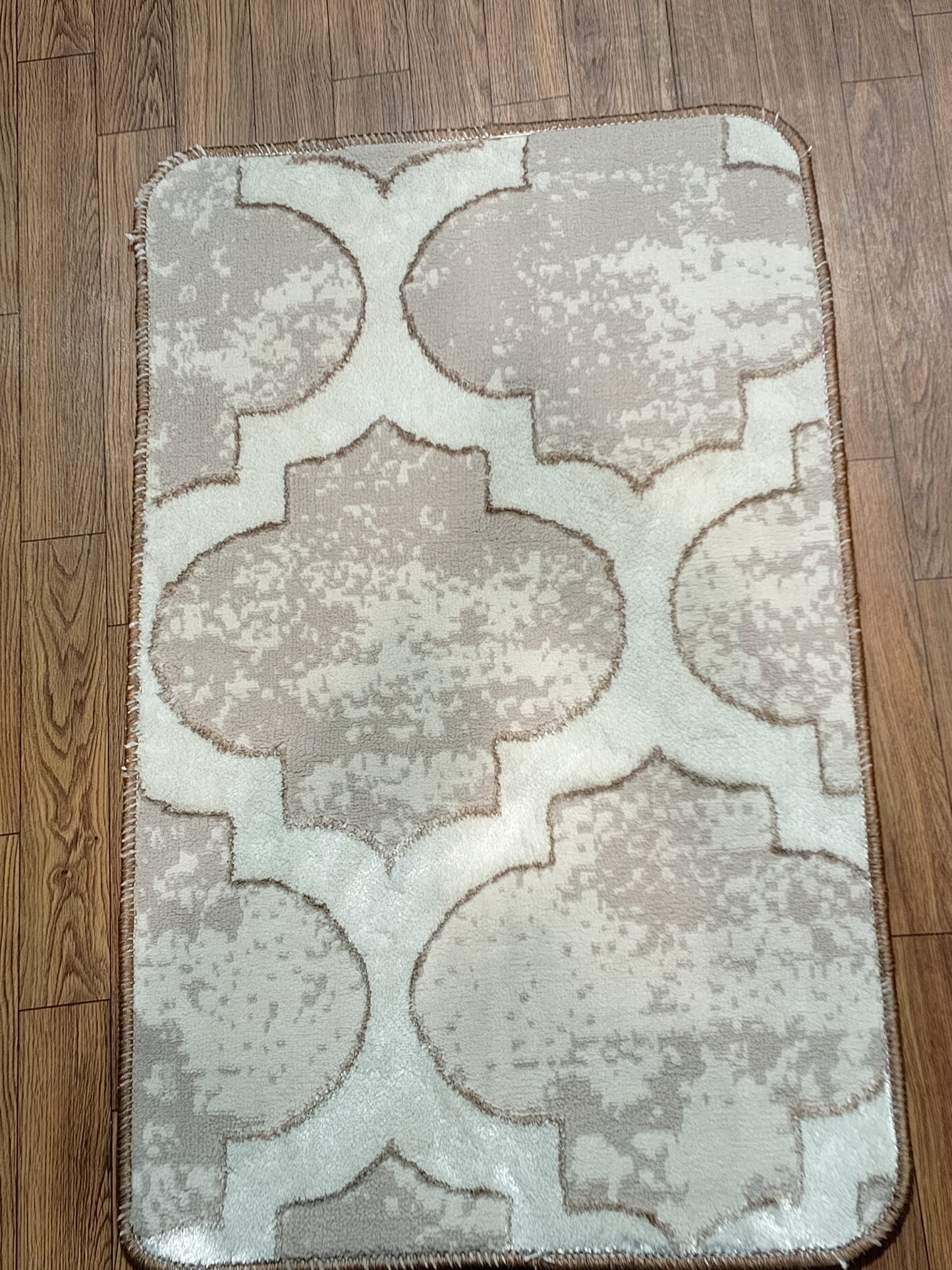 Neutral Tonal Geometric Pattern Accent Rug 2.5x1.5 ft