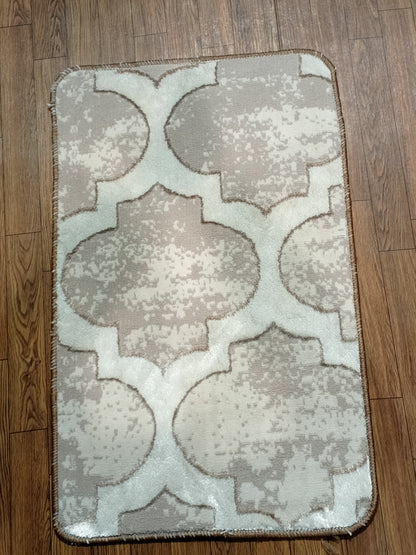 Neutral Tonal Geometric Pattern Accent Rug 2.5x1.5 ft