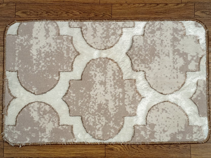 Neutral Tonal Geometric Pattern Accent Rug 2.5x1.5 ft