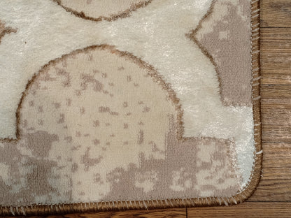 Neutral Tonal Geometric Pattern Accent Rug 2.5x1.5 ft