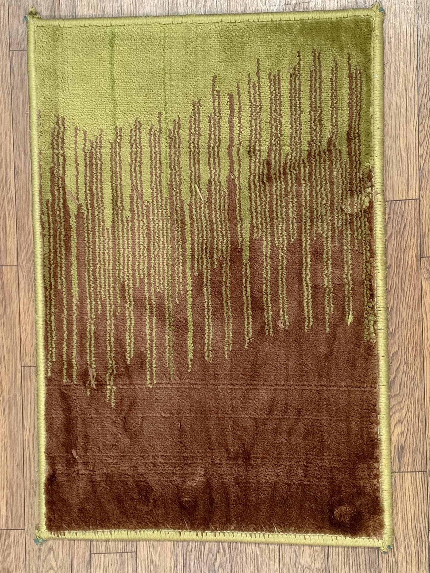Modern Abstract Green & Brown Stripe Doormat 1.4x2 ft