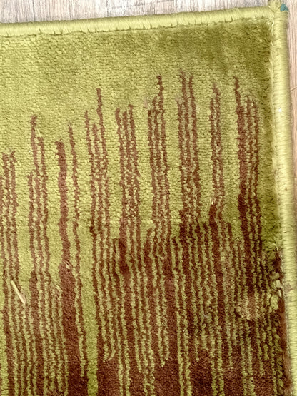 Modern Abstract Green & Brown Stripe Doormat 1.4x2 ft