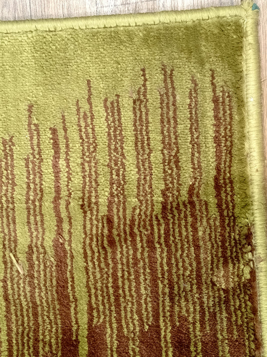 Modern Abstract Green & Brown Stripe Doormat 1.4x2 ft