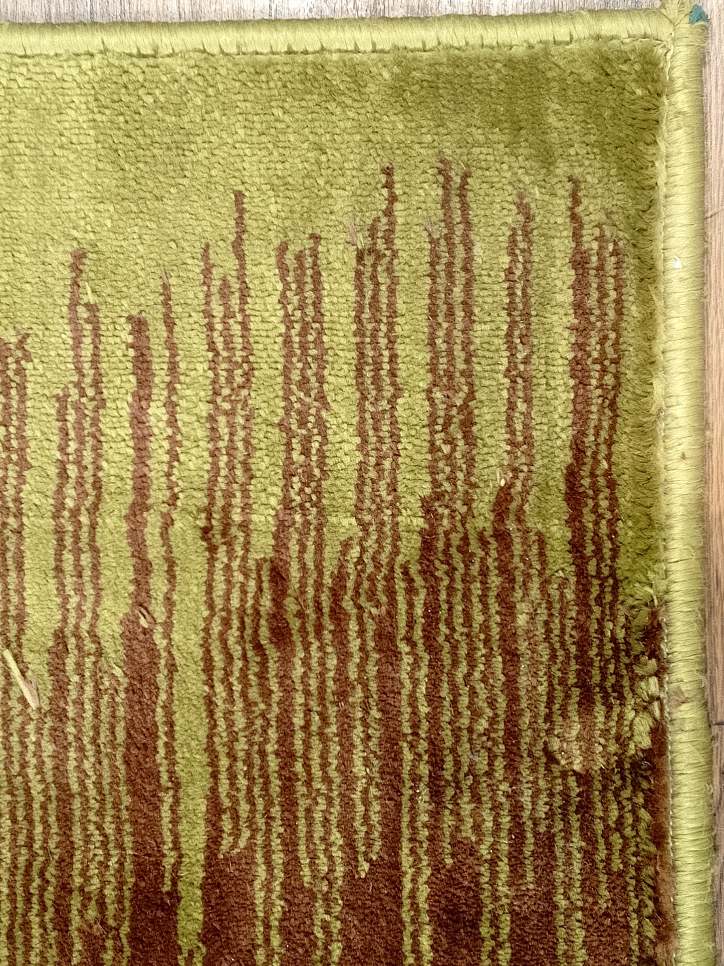 Modern Abstract Green & Brown Stripe Doormat 1.4x2 ft