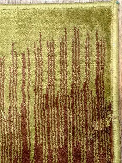 Modern Abstract Green & Brown Stripe Doormat 1.4x2 ft