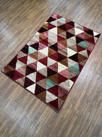 Carved 3D Geometric Persian Design Rug in (3x5 ft)