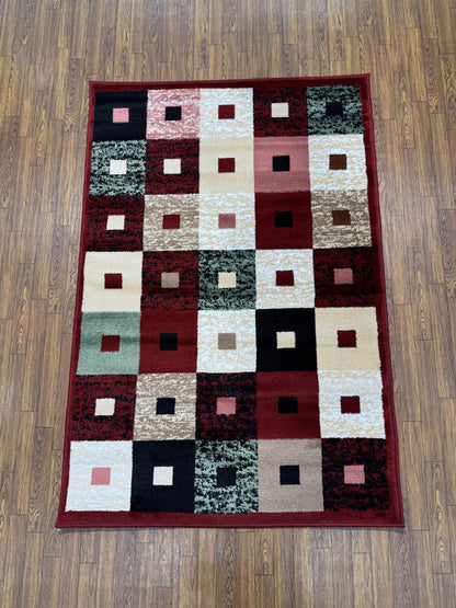 Geometric Carved 3D Persian Design Rug in (3x5 ft)