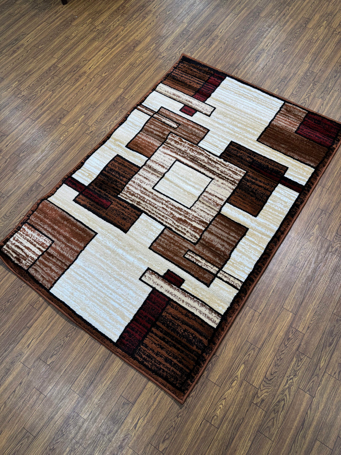 Beige Brown 3D Persian Design Rug in (3x5 ft)