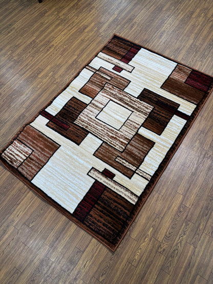 Beige Brown 3D Persian Design Rug in (3x5 ft)