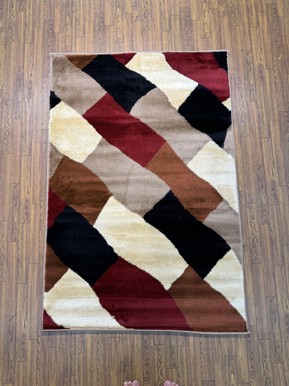 3D Geometric Carved Persian Design Rug in (3x5 ft)