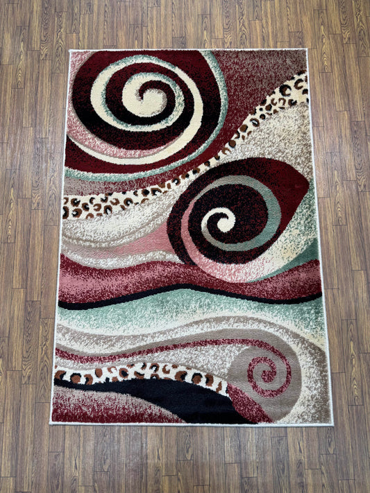 Geometric Beige Brown Persian Design Rug in (3x5 ft)