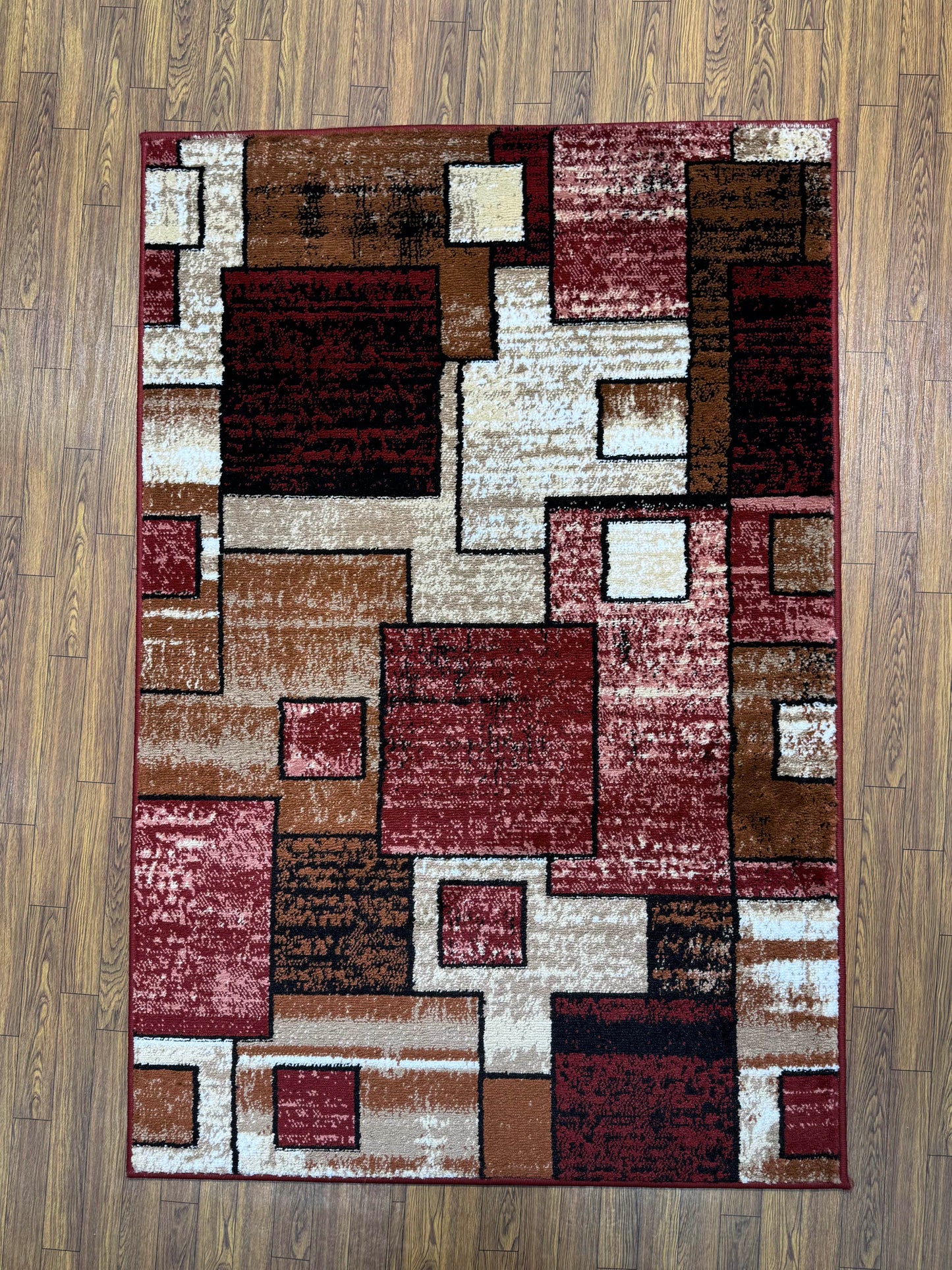 Geometric Cream Brown Persian Design Rug in (3x5 ft)