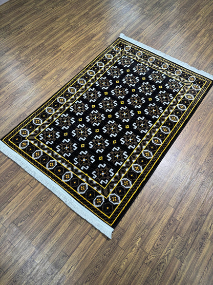 Abstract Vertical Stream Blue Gray Persian Design Rug in (3x5 ft)