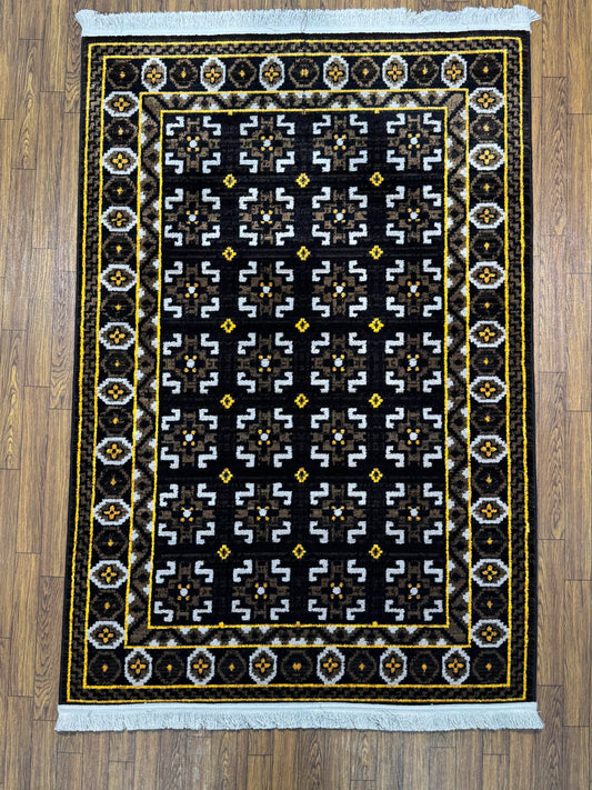 Abstract Vertical Stream Blue Gray Persian Design Rug in (3x5 ft)