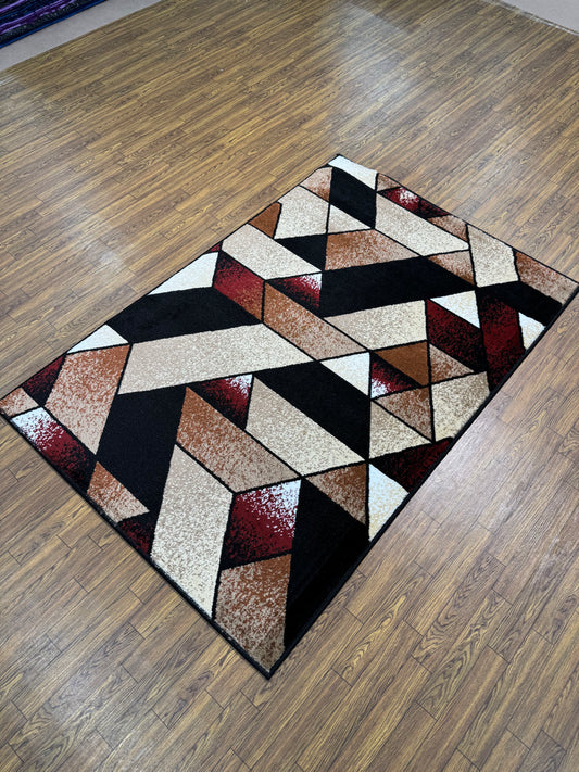 Multi-Color Abstract Geometric Triangle Persian Design Rug in (3x5 ft)