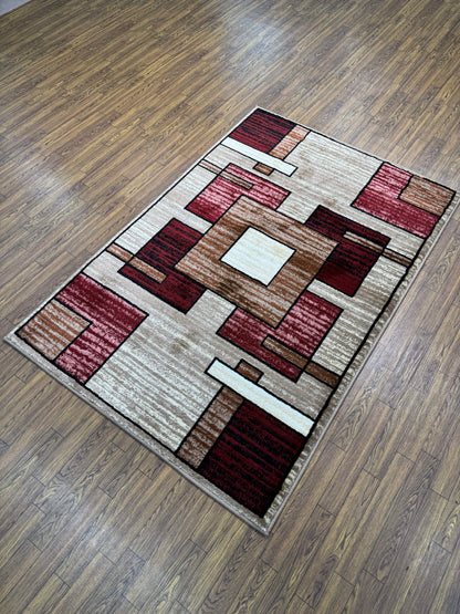 Layered Geometric Blocks Persian Design Rug in (3x5 ft)