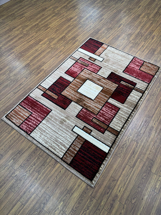 Layered Geometric Blocks Persian Design Rug in (3x5 ft)