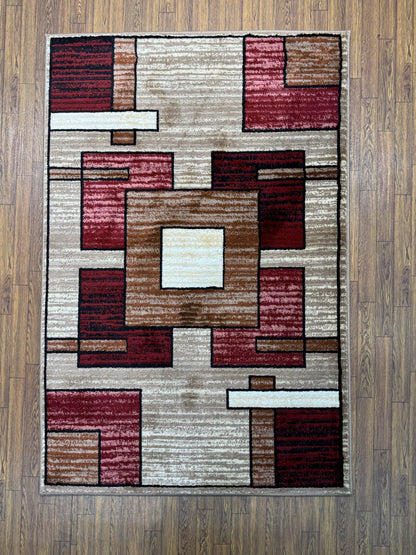 Layered Geometric Blocks Persian Design Rug in (3x5 ft)