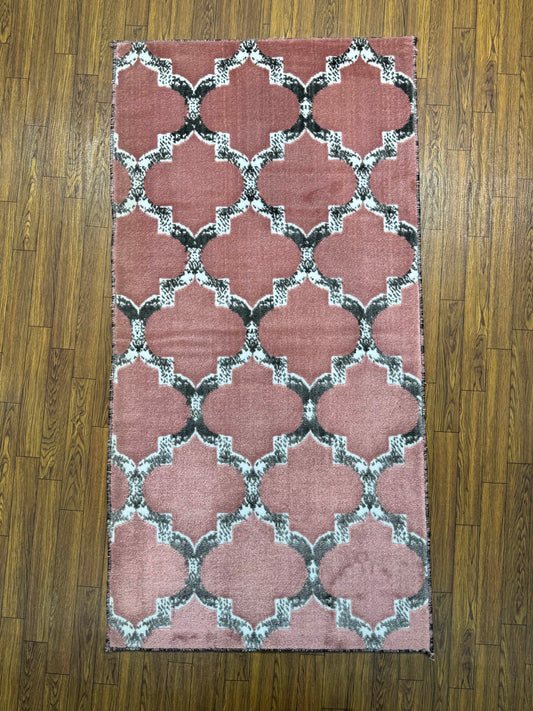 Dusty Rose Gray Moroccan Trellis Rug (3x5 ft)