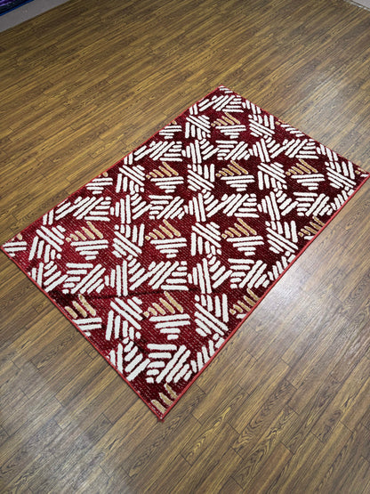 Abstract Hatch Mark Geometric Rug (3x5 ft)