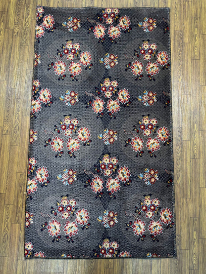 Dark Gray Multi-Color Floral Rug (3x5 ft)