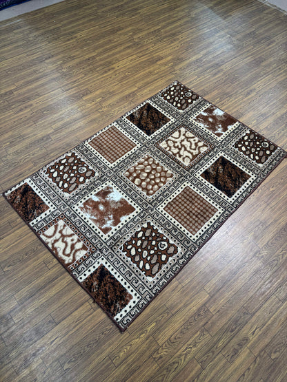 Animal Print Grid Greek Key Rug (2.5x5 ft)