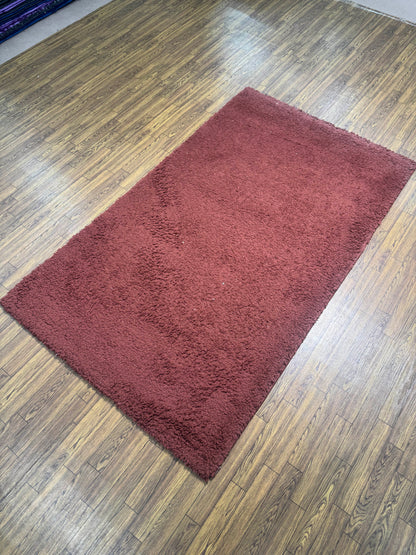 Plush Solid Deep Wine Red Rug (3x5 ft)