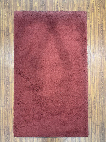 Plush Solid Deep Wine Red Rug (3x5 ft)
