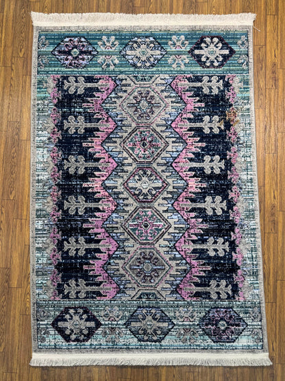 Bohemian Tribal Chevron Navy Rug (3x5 ft)