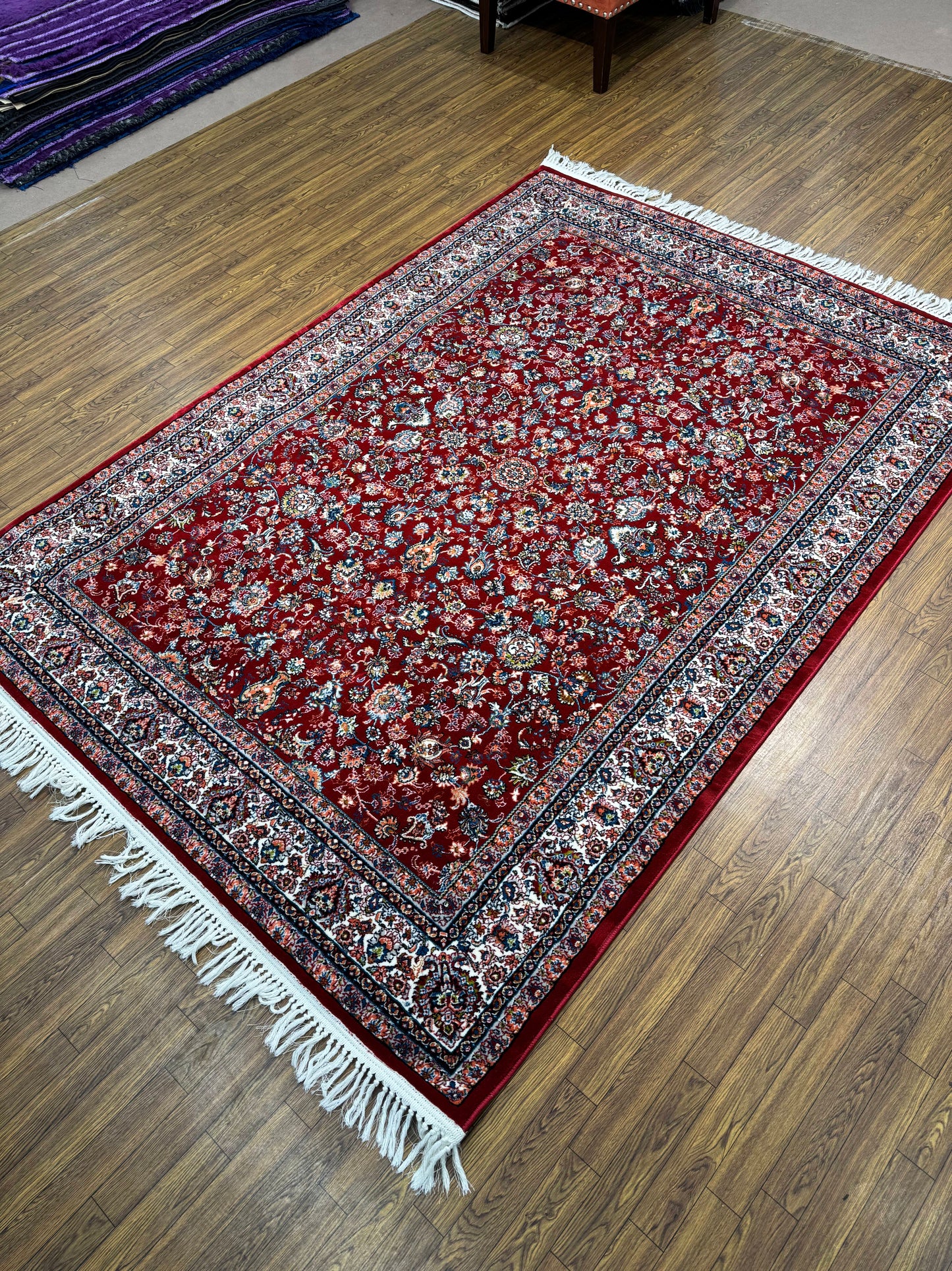 Ruby Red All-Over Floral Persian Rug (5x8 ft)