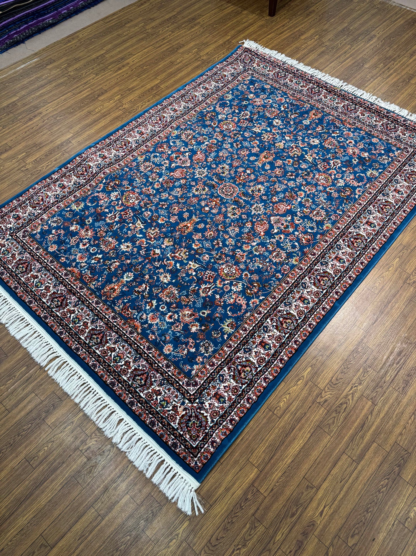 Navy Blue All-Over Floral Persian Rug (5x8 ft)