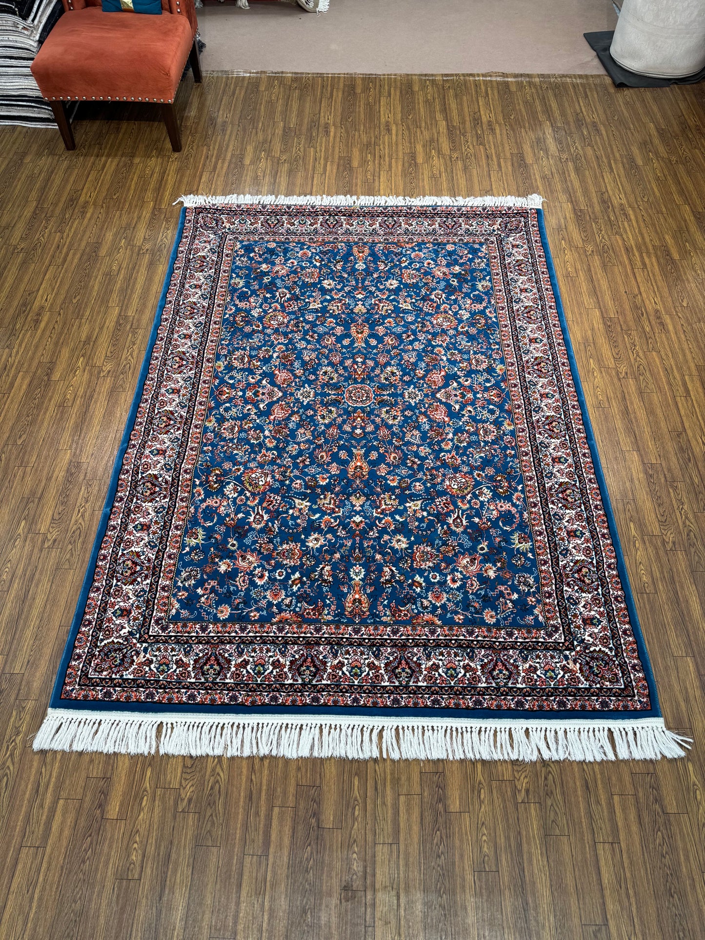 Navy Blue All-Over Floral Persian Rug (5x8 ft)