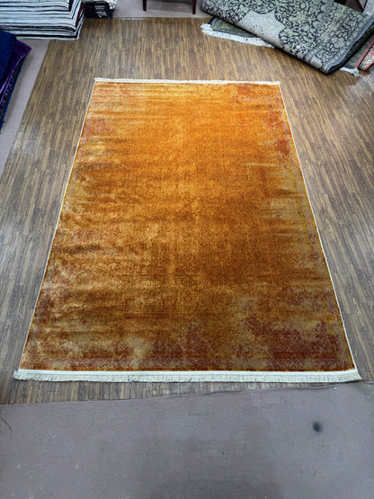 Gold Rust Distressed Traditional Rug (7x10 ft)