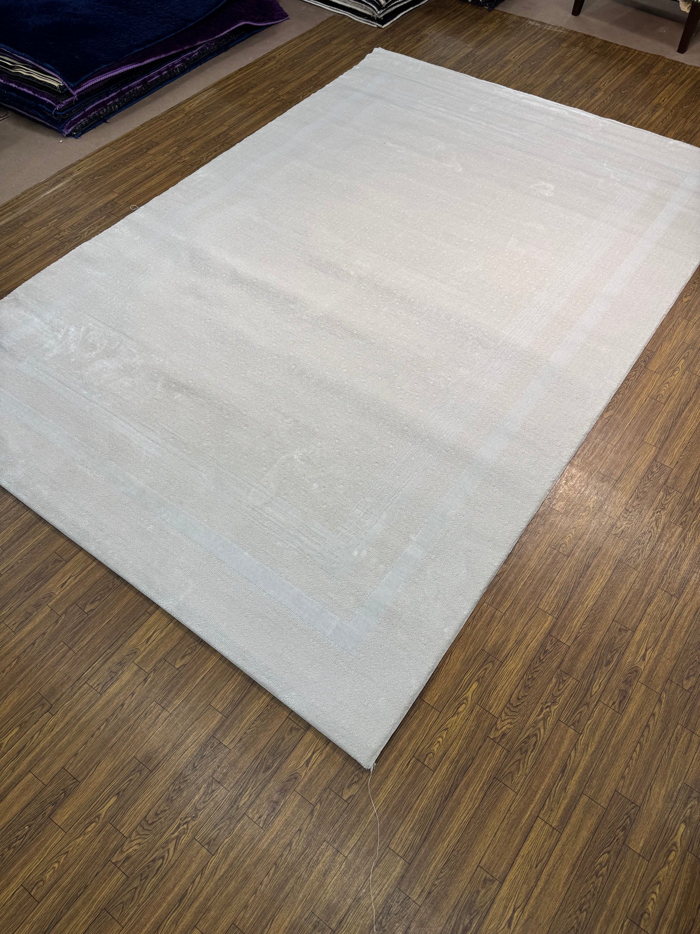 Solid Light Grey Shag Rug (7x10 ft)