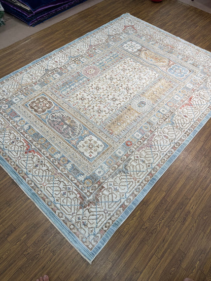 Distressed Patchwork Transitional Rug (7x10 ft)